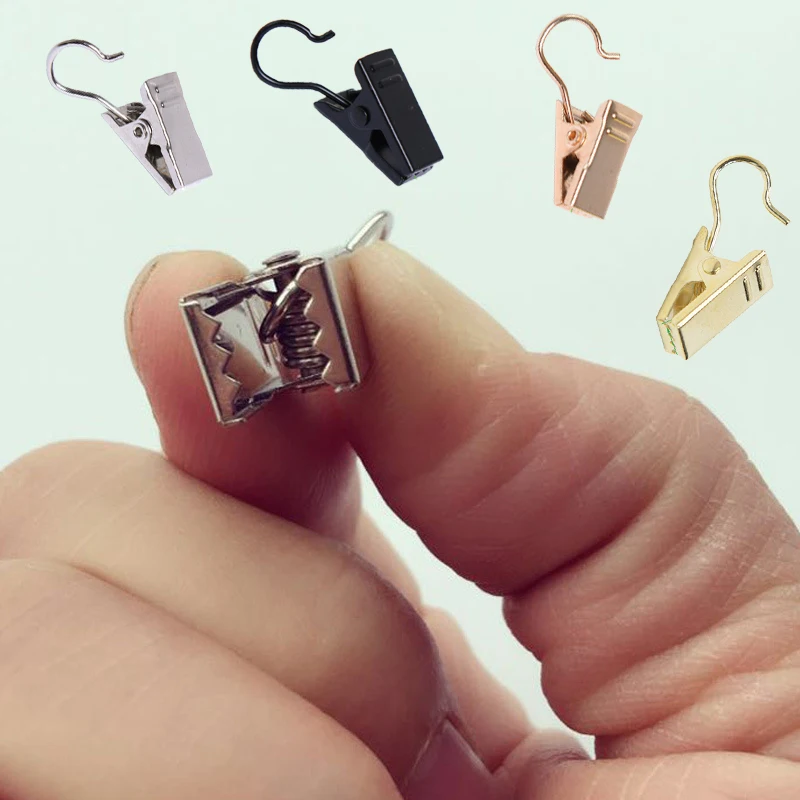 20Pc/Set Window Shower Curtain Hook Clips Stainless Steel Drapery Clips Curtain Rings Clamps Decorative Accessories