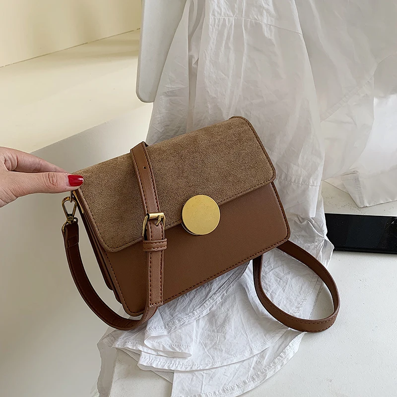 Винтажная модная матовая квадратная сумка модная Новая высококачественная женская дизайнерская сумка из искусственной кожи с замком на плечо сумка-мессенджер - Цвет: Коричневый