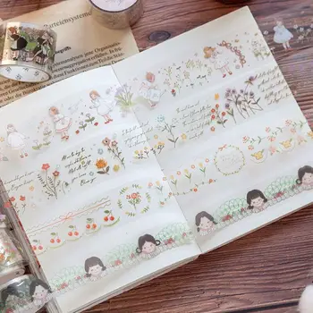 

20/25/30mmX3m PET Tape Small Town Flower Workshop Series Creative Collage Journal Sticker DIY Decorative Stickers Kawaii