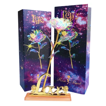 

Fashion Colorful Fairy Rose Flower Battery LED24K Colorful Golden Rose Christmas Lights Holiday Lights Valentines Day Decoration