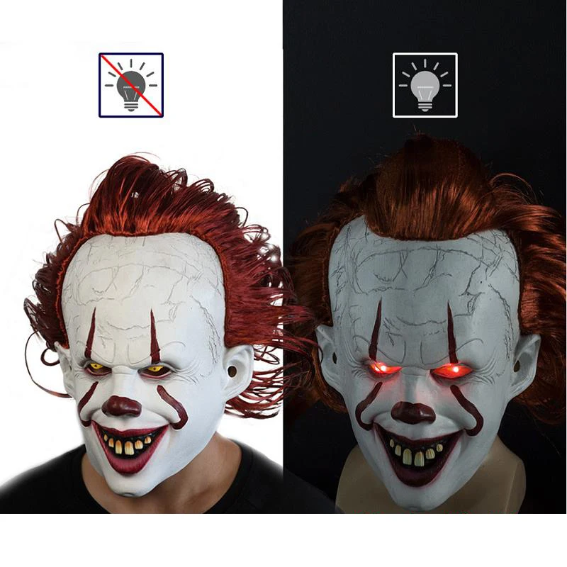 

It Chapter Two 2 Costume Horror Joker Pennywise Cosplay Mask Stephen King Clown Latex Mask Helmet Halloween Carnival Props