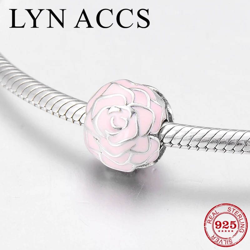 Бусины с замком женские из серебра 100% пробы розовой эмалью | Украшения и