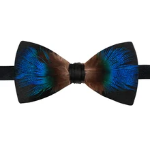 Мужской модный мужской высококачественный ручной работы перо цвет синий галстук-бабочка с перьями замужний жених
