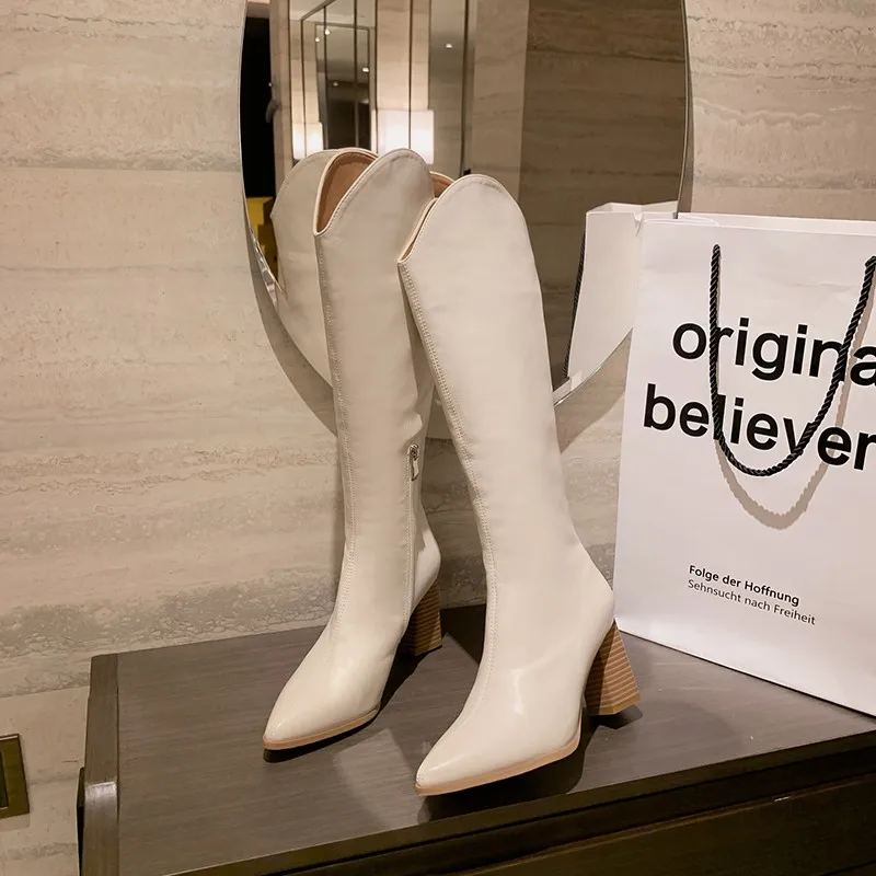 Women's Chelsea Botas 2021 Winter New Warm Designer High Heels Party Snow Fashion Zipper Motorcycle Boots Zapatos