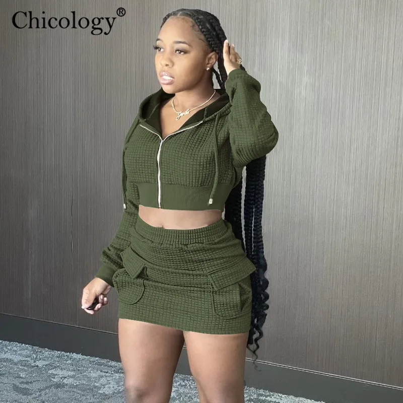 Chicology Plaid Sweatshirt Skirt 2 Two 