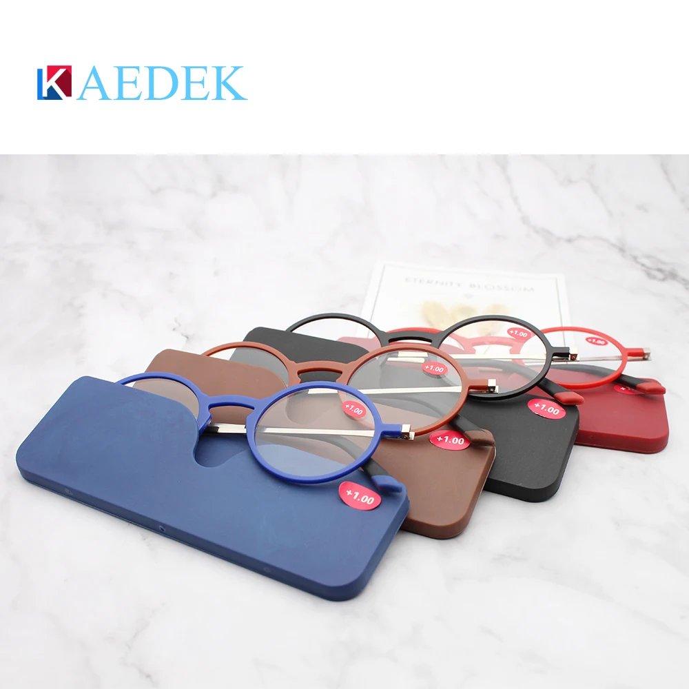 

KAEDEK Thin Frame Rectangular frames Tr90 reading glasses +aluminum magnetic case Folding Presbyopic Eyeglasse+1 1.5 2 2.5 3 3.5