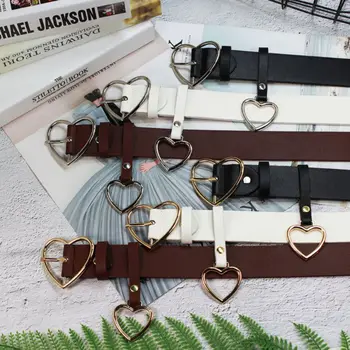 

Korea Japan Style Soft Girl Love Heart Metal Buckle Pu Leather Belts Ladies Office Work Runway Belt