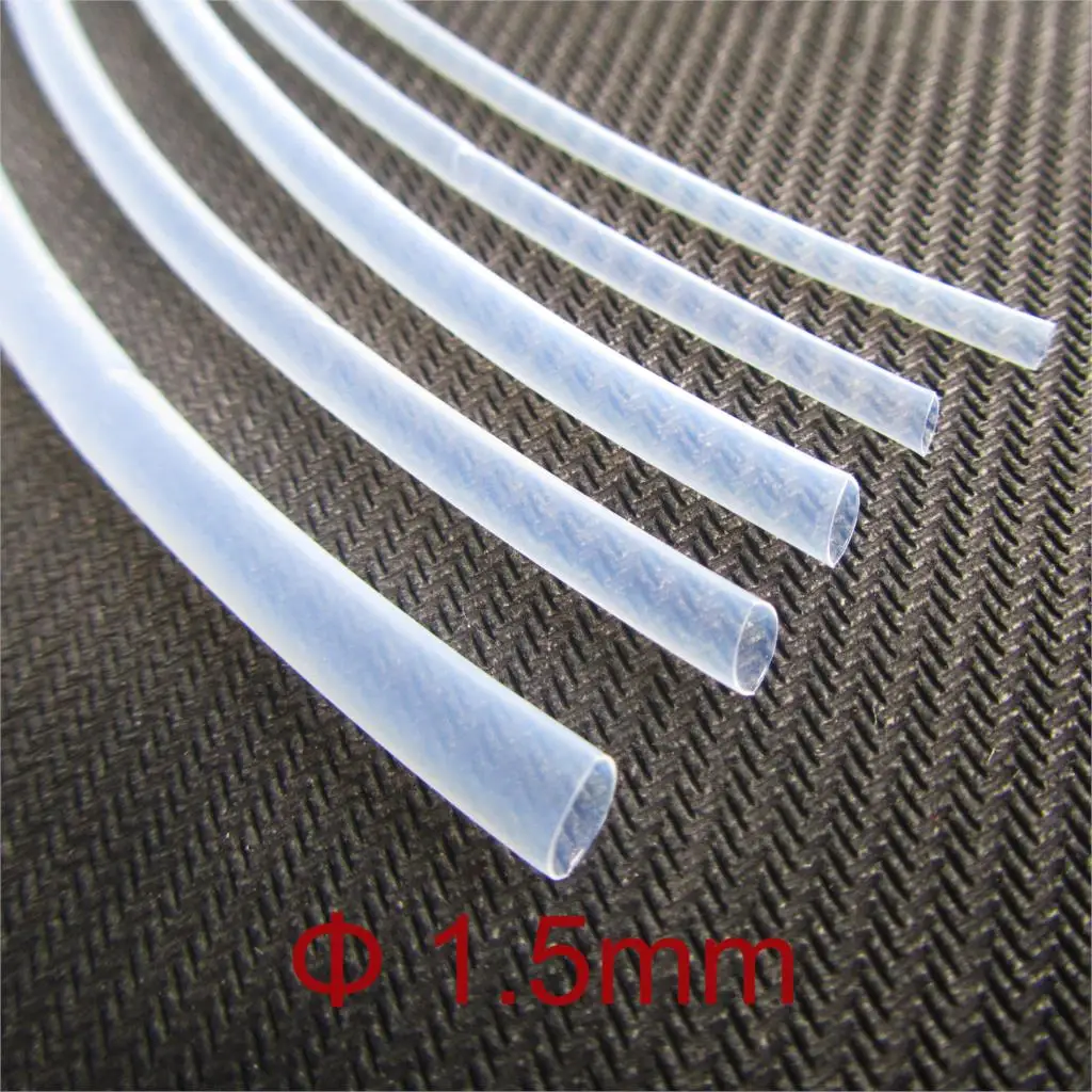 1M 600V 1.5mm Diameter 1.7:1 Ratio Clear Transparent Insulation PTFE F4 Plastic Hot Heat Shrinkable Tubing Shrink Tube