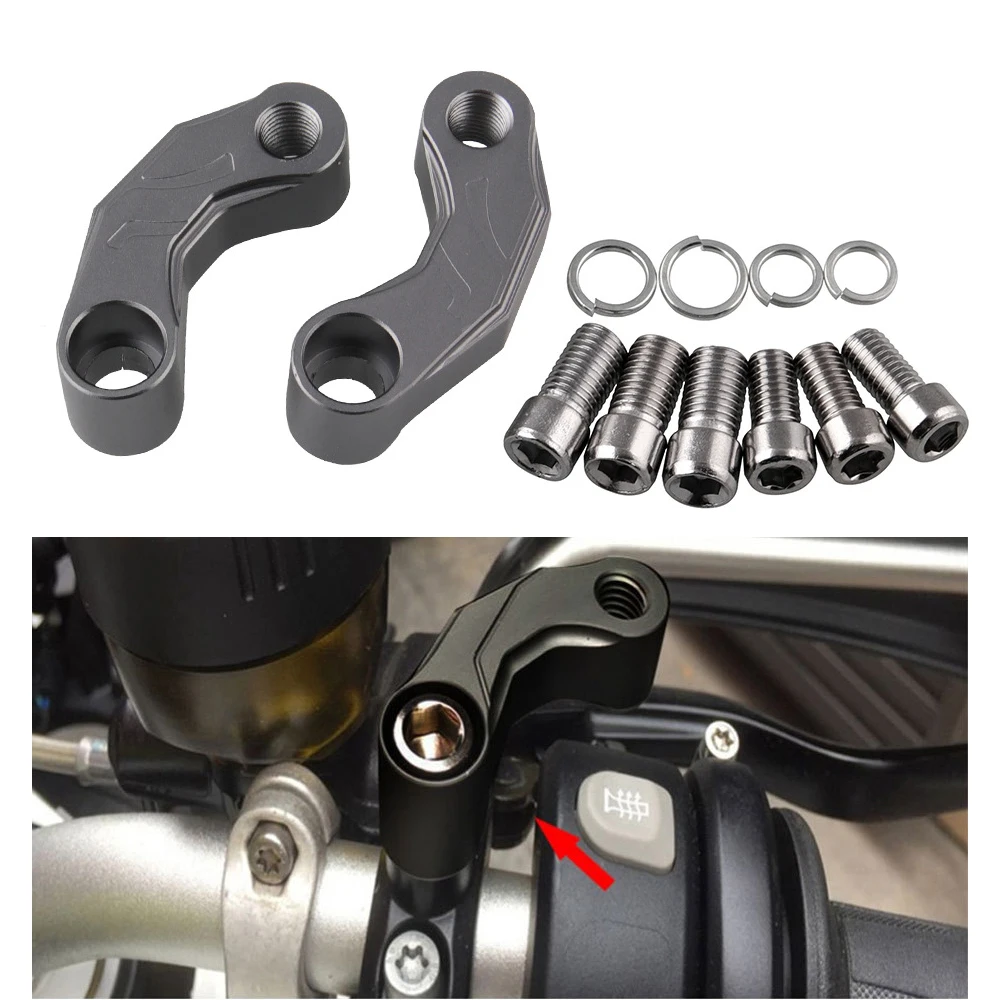 Motorcycle Mirror Riser Extension Bracket Adapter For Bmw R1200Gs Lc/Adv 13-18 R Ninet/R1200R Premium Cnc Aluminum Alloy Black | Автомобили