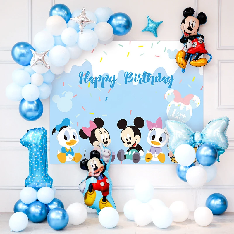Disney Decoracion De Cumpleanos De Mickey Mouse Para Nina Recuerdo De Fiesta Bricolaje Combinacion De Globos Con Numero De Cumpleanos Regalos Para Baby Shower Decoraciones Diy De Fiestas Aliexpress