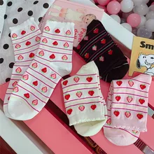 Милые розовые носки с изображением клубники, женские милые длинные носки в Корейском стиле, хлопчатобумажные забавные носки для девочек, уличная одежда, calcetines Mujer