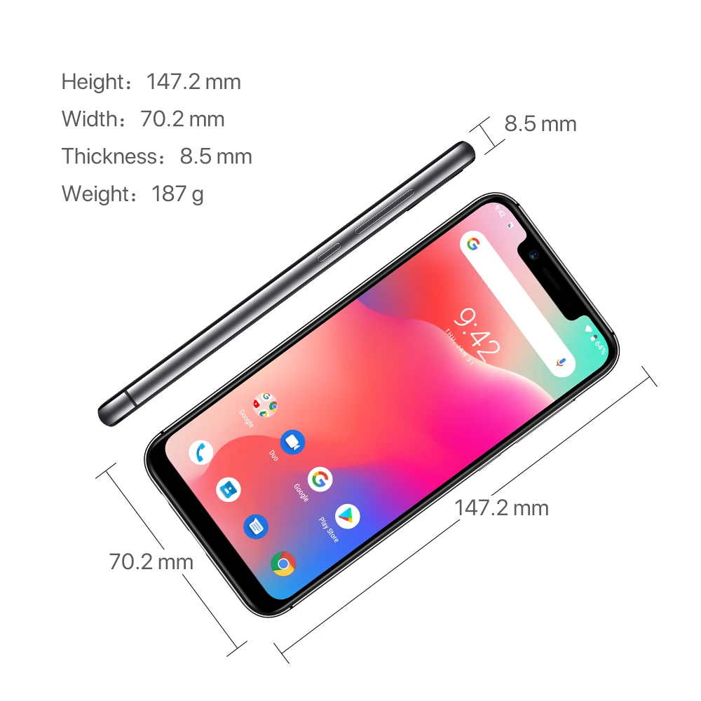 UMIDIGI A3 Pro 5," 19:9 полноэкранный смартфон 3 ГБ+ 32 ГБ Android 8,1 12 Мп+ 5 Мп мобильный телефон двойной 4G GSM+ FHD+ OTG разблокированный сотовый телефон