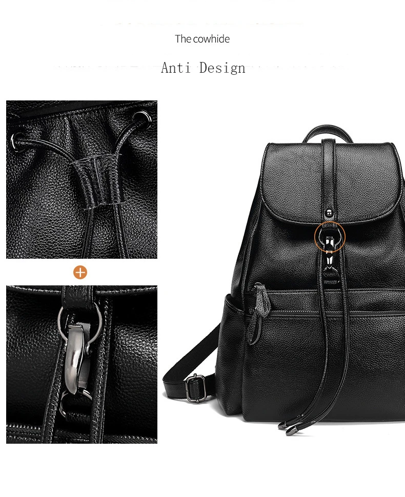 Kajie Genuine Leather Women Backpack Fashion Sheepskin Travel School Bags For Teenage Girls New Korean Bagpack