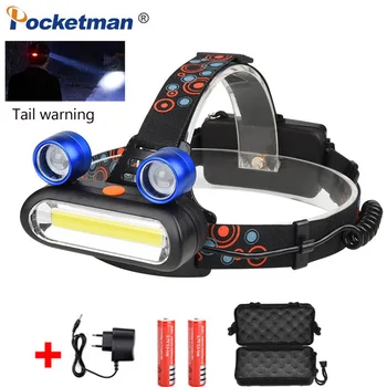 

New Searchlight 3 LED Frog Eye Headlight COB High Power DC Rechargeable Head Lamp Camping Lamp With Tail Warning Light Fishing