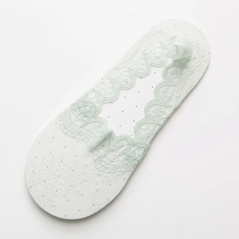 Light green 1 пара модных носков женские г. Весна-осень новые женские невидимый носок тапочки короткие однотонные кружевные тонкие носки-лодочки для девочек - Цвет: Light green