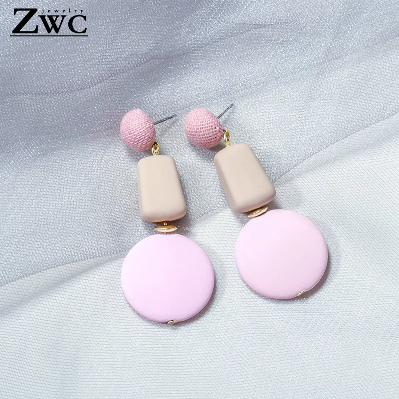 Женские Висячие серьги ZWC зеленые синие розовые висячие с геометрическим