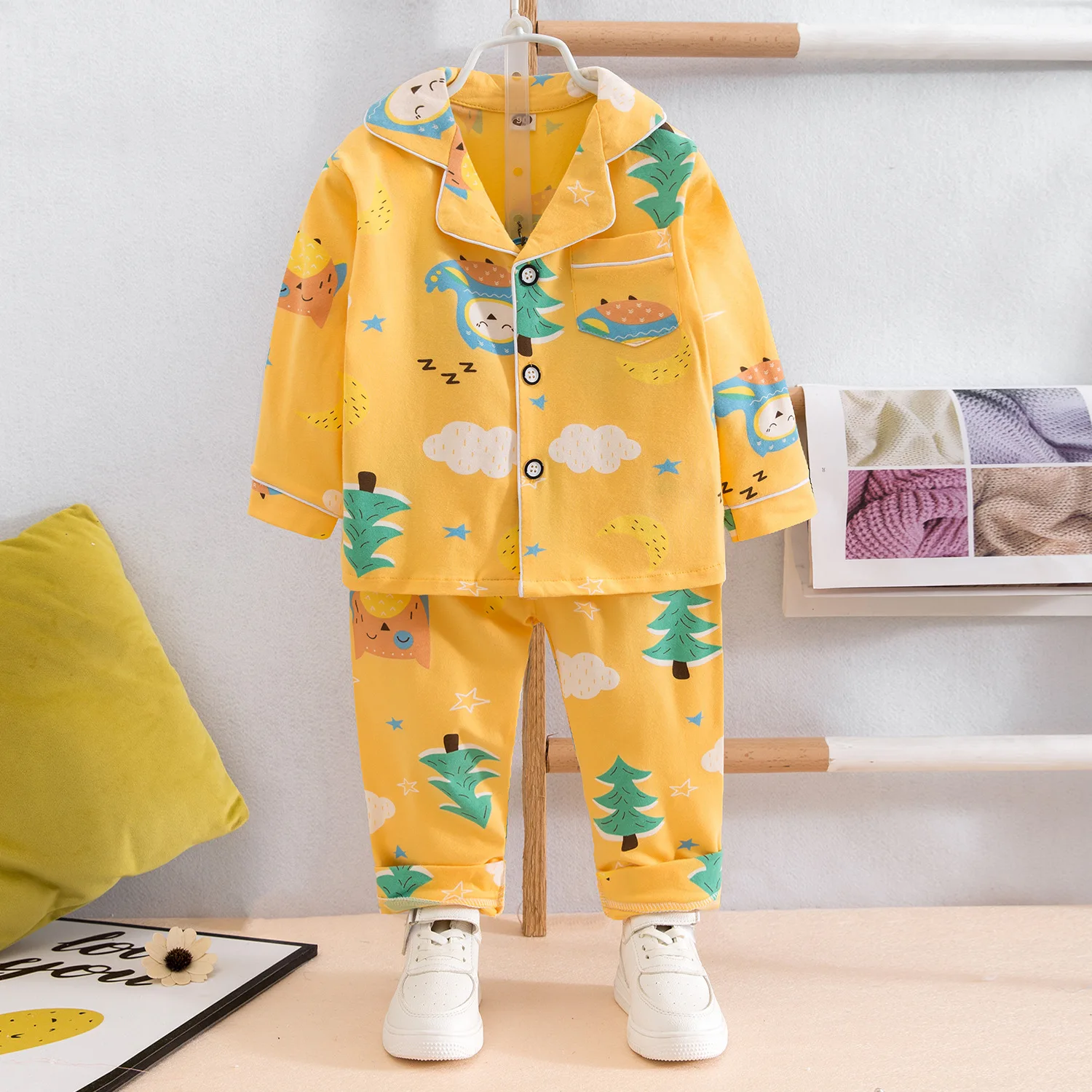 SAILEROAD Children Cartoon Dinosaur Pajamas For Girls Kids Animal Printed Pyjamas Girls Pajamas Child Home Wear Boys Sleepwear custom pajama sets	 Sleepwear & Robes