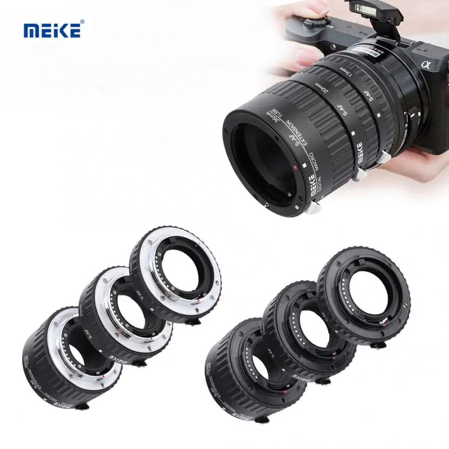 

Meike Auto Focusing Macro Extension Tube 12mm 20mm 36mm Lens Adapter Ring for Sony Alpha DSLR Camera Alloy or Plastic Optional