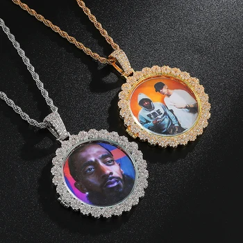 

Hip Hop Custom Made Photo Roundness Openable Iced Out Bling Cubic Zircon Personalized Necklace & Pendant For Men Jewelry