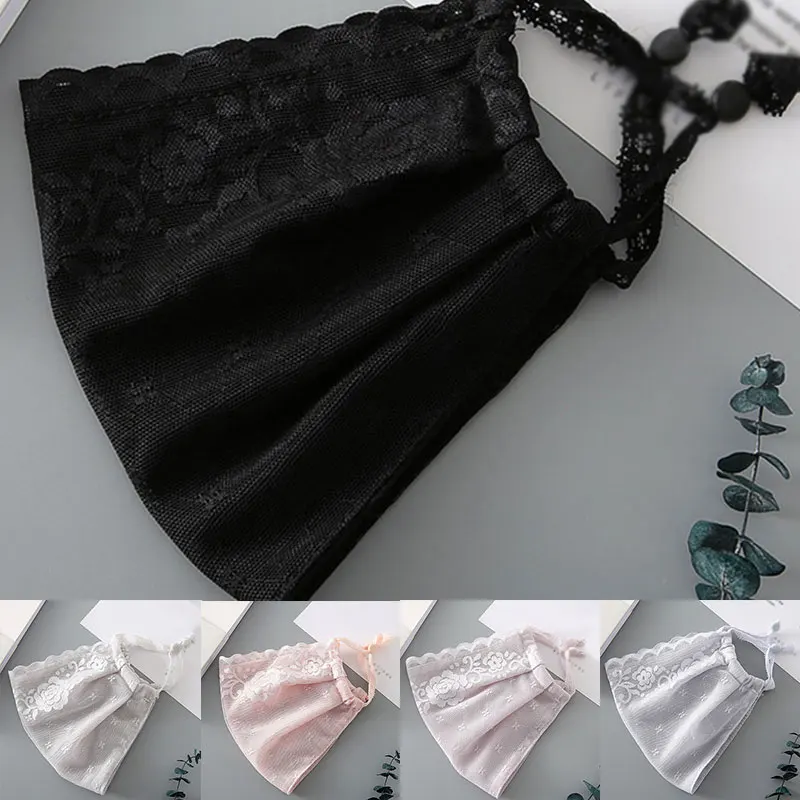 Summer Women Thin Sunscreen Mouth Masks Lady Chiffon Mask Girl Mesh Breathable Enlarged Face Mask Flower Print Gauze Masks