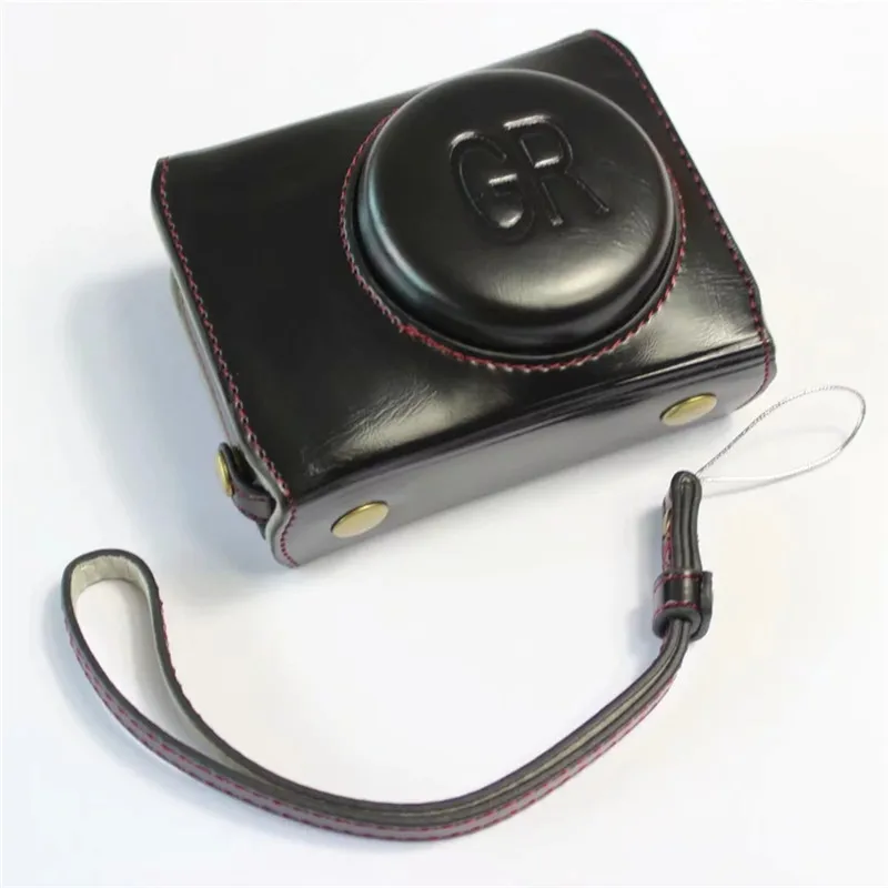 Роскошная версия PU кожаный чехол для Ricoh GR3 GRIII половина тела камеры защитный чехол для сумки батарея открытие цвет черный коричневый - Цвет: Black