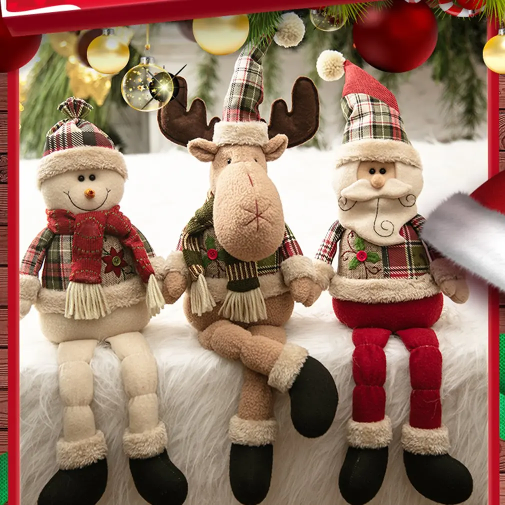 

Cute Christmas Doll Long Leg Santa Clause Snowman Elk Ornament Christmas Tree Hang Pendant Kids Toy Christmas Decor for Home