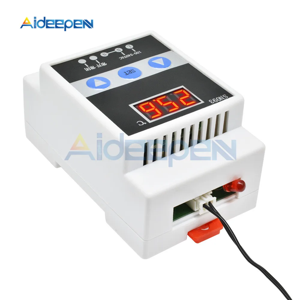 AC90-250V направляющая Температура Контроллер тестер светодиодный цифровой термостат терморегулятор Прохладный тепла Температура Сенсор 110V 220V