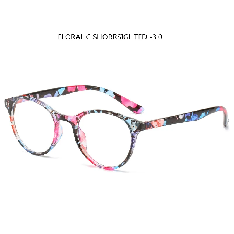 Zilead овальные Fnished очки для близорукости женские цветочные близорукие очки для близоруких с Degree0-0,5-1,0-1,5-2. 0.-6,0 - Цвет оправы: floral C myopia 3.0