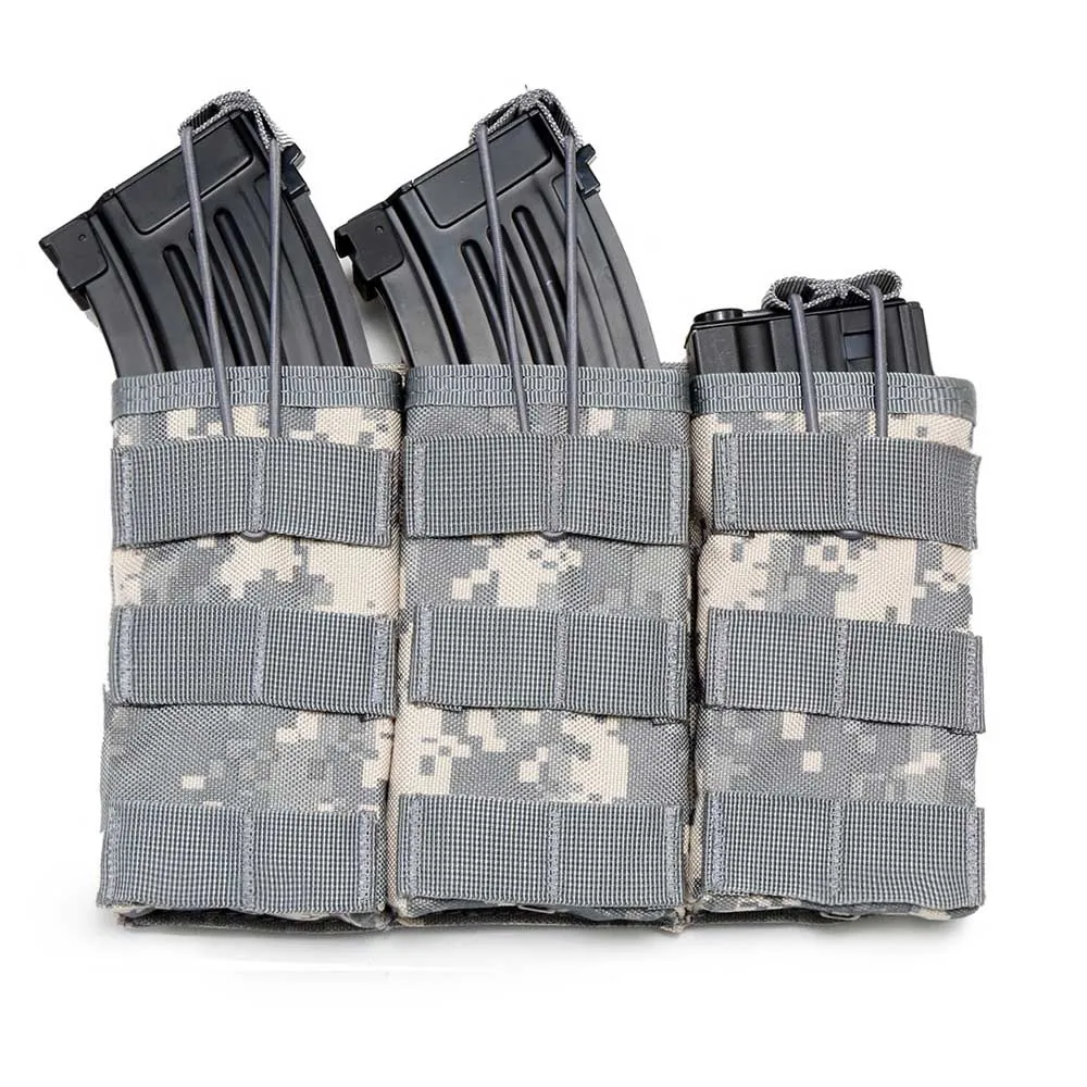 Tactical Molle Magazine Pouch 1000D Triple Bullet Holder Drawstring Open Bag Ammo Holster Pouch for Hunting Vest Belt Backpack