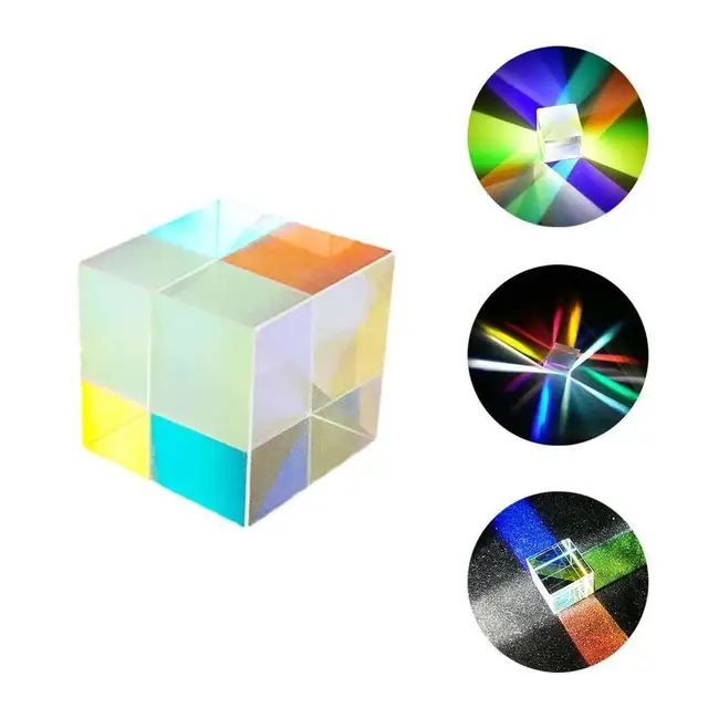 Dichroic Glass Optical Color X-Cube Four Side Polished Experiment For Teaching 12.7*12.7*12.7m Cube Rainbow Glass Prism Las B3N4 5