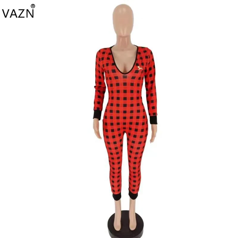 VAZN GFST17038 новые свободные спортивные костюмы комбинезоны в клетку с длинным рукавом облегающие круглые с коротким рукавом женские эластичные длинные узкие комбинезоны