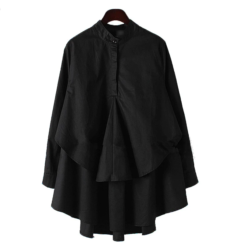 Женские блузки UUG размера плюс Длинные рубашки с длинным рукавом черные