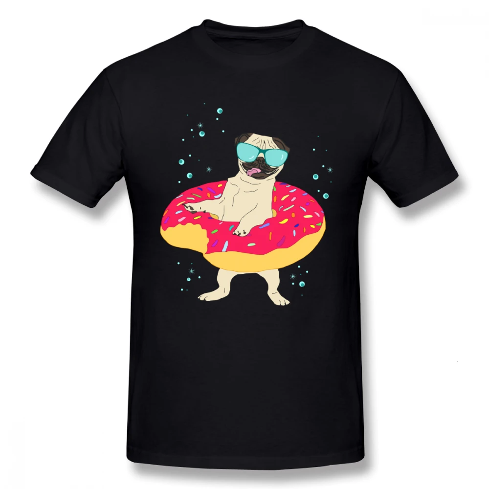

one yona Latest Donut Pug Tees For Men Leisure Summer For Man Graphic Short Sleeve 100% Cotton 3D Print T shirt