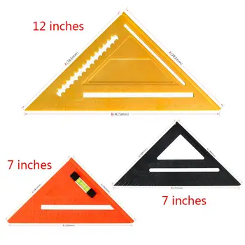

7/12 Inch Precision Triangle Ruler Angle Protractor Woodworking Square Measuring Multi-Function Carpenter Tool G8TB