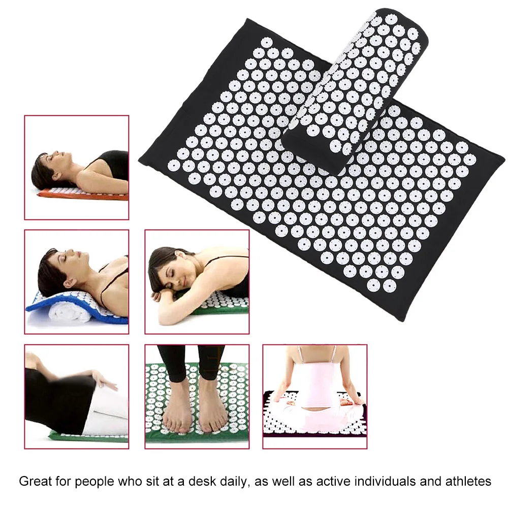 

Massage Mat Head Massager Spike Acupuncture Pad Relieve Stress Pain Acupressure Cushion Health Care Yoga Mat with Pillow