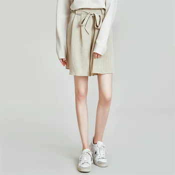 

HAVVA 2020 Summer New Leisure Hemp Sense Style - cool Silhouette Wide Leg Leisure Shorts for Women K5230