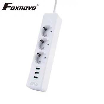 

Foxnovo 3 USB Ports + 3 AC EU Plug Power Strip Electrical Socket Multi-Outlet Wall Socket
