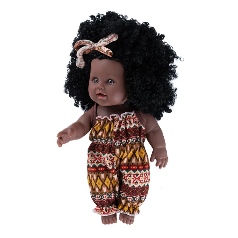 

30cm Infants Educational Toy Mini Cute Model Reborn Baby Doll PVC Doll Africa Explosion Head