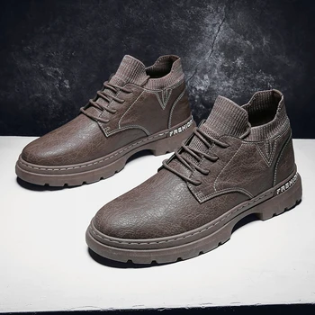 

2020 Autumn Mens Sock Sneakers Black Brown Youth Men Casual Footwear Cheap Pu Leather Sock Casual Shoes Fashion Shoes For Men