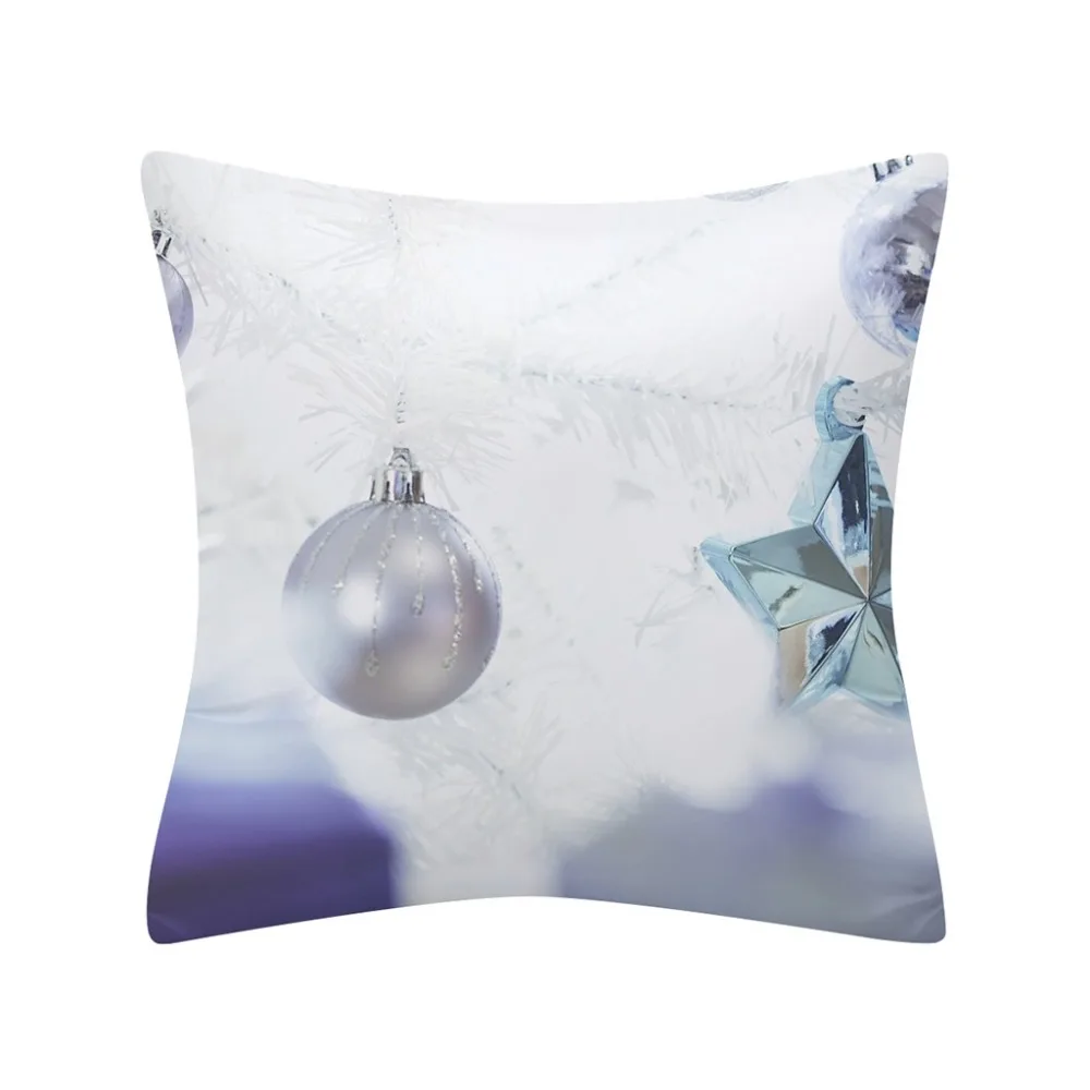  white Christmas peach skin pillowcase 45X45cm Christmas pillowcase flash polyester mulberry silk pillowcase billie elish 30S17 (7)