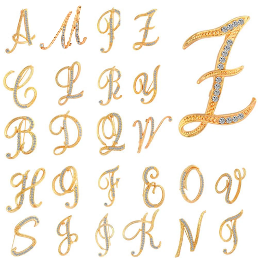 1 Pcs Pins Best Alphabet Letter A-Z Pins Trendy Metal Fashion New Hot Sale Gold-Tone Initial Letter Fashion Brooch Pins