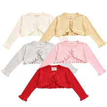 2021 outono crianças bebê meninas de malha cardigan menina cor sólida rendas gola redonda manga comprida único botão outwear casual topo