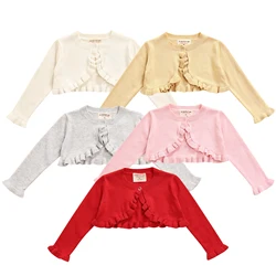2021 outono crianças bebê meninas de malha cardigan menina cor sólida rendas gola redonda manga comprida único botão outwear casual topo