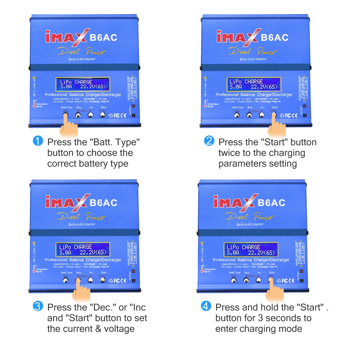 HTRC iMAX B6 AC RC зарядное устройство 80 Вт B6AC 6A двухканальный баланс цифровой ЖК экран Li