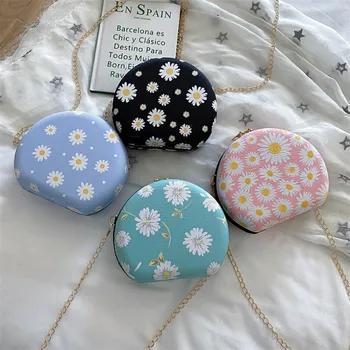 

New Female Bag 2020 Retro Daisy Small Round Bag Women Crossbody Shoulder Messenger Bags