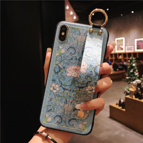 Strap Case For iphone 12 Mini 11 13 Pro max  6s 7 8 plus Case For iphone XR XS MAX Flower Soft TPU phone Holder Case Coque
