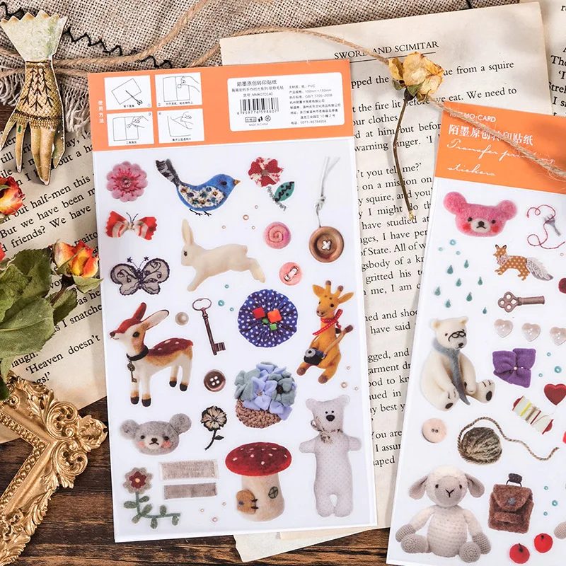 Aesthetic Rub On Stickers Scrapbooking Material Transfer Sticker Plant Bow Tie Journal Diary Decoration Craft DIY Hobbies decorative stickers diy scrapbooking accessories