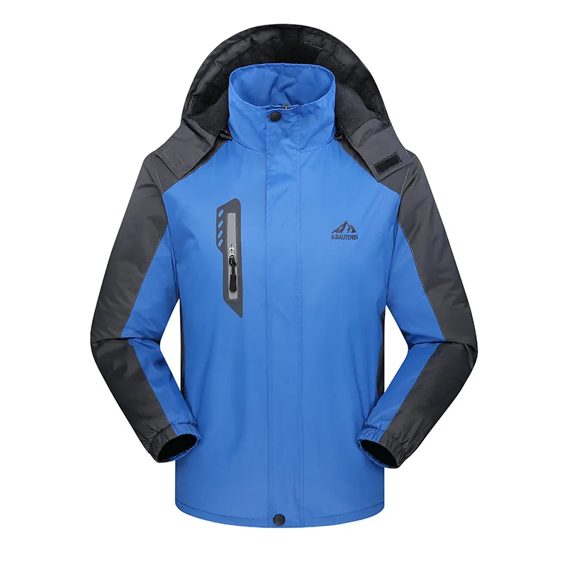 Горные мужские и женские осенне-зимние походные куртки, водонепроницаемая ветровка для альпинизма, кемпинга, треккинга, дождя, рыбалки, пальто - Цвет: Thickening man blue