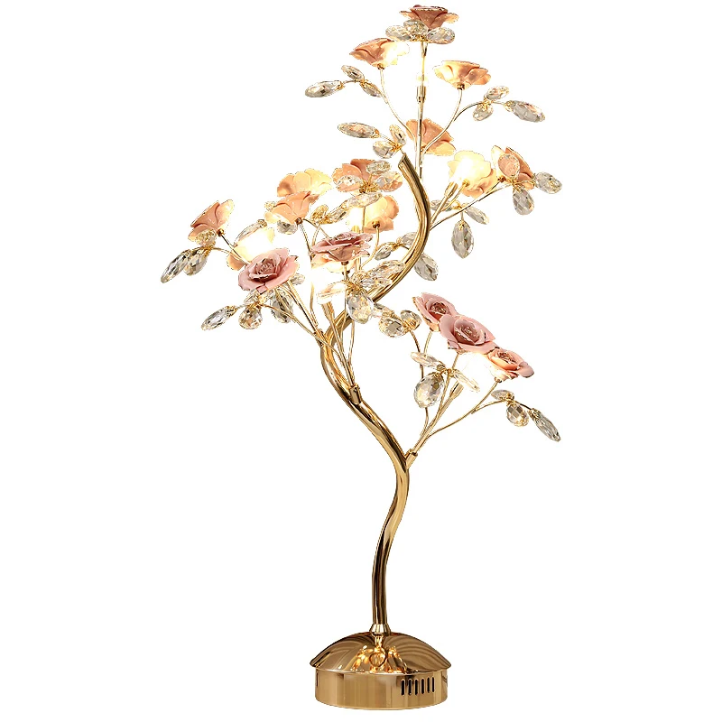 

Post-modern Crystal Table Lamp Bedroom Bedside Personalized Creative Led Lighting Girl Wedding Decoration Led Desk Lights
