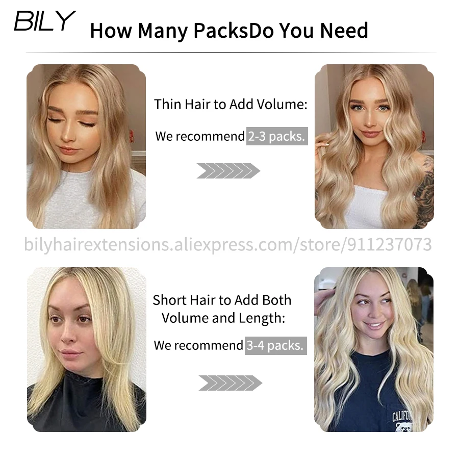 Fita em Extensões de Cabelo Humano sem Emenda Trama da Pele para o Salão de Beleza Bily Remy 100% Real Cabelo Ombre Loira Cor Invisível 10 - 24 5 Apliques e perucas